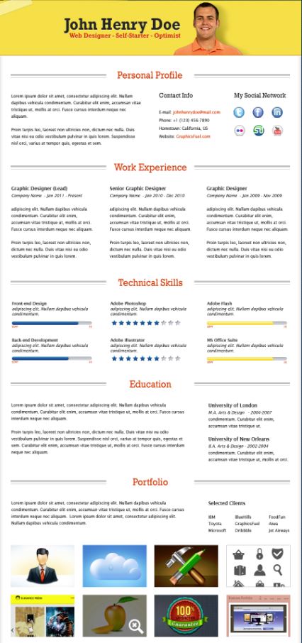 portfolio resume sample
