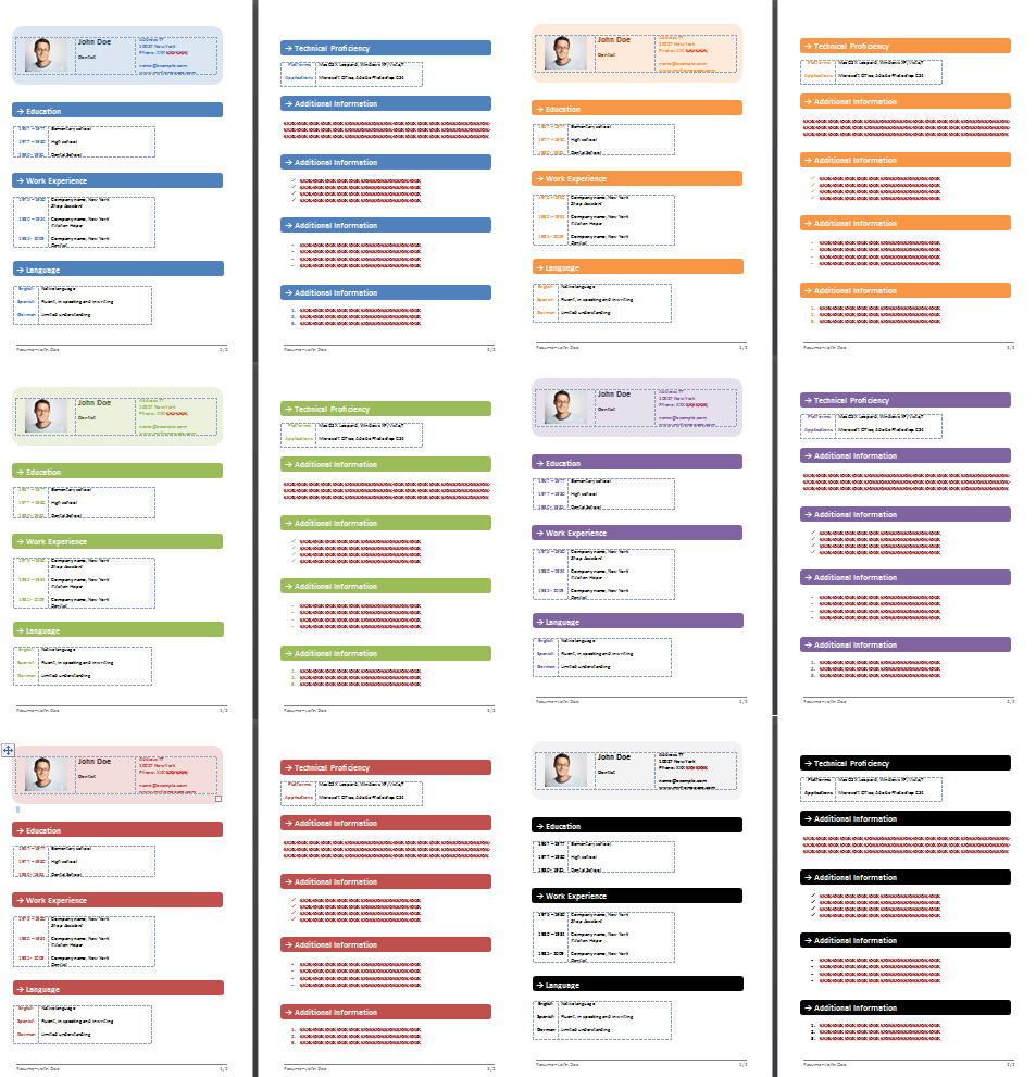 colors in resume