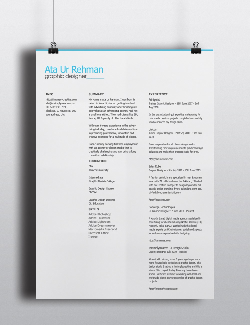minimalist resume template free